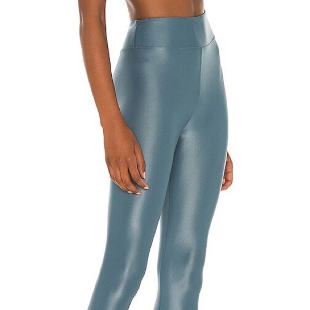 KORAL LUSTROUS INFINITY HIGH RISE METALLIC LEGGINGS IN TEAL LIQUID LEGGINGS BNWT - Picture 2 of 14